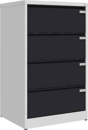 Metalinė kartotekos spinta Archive, 1292x775x633 mm, A4 formatui – šviesiai pilka / juoda