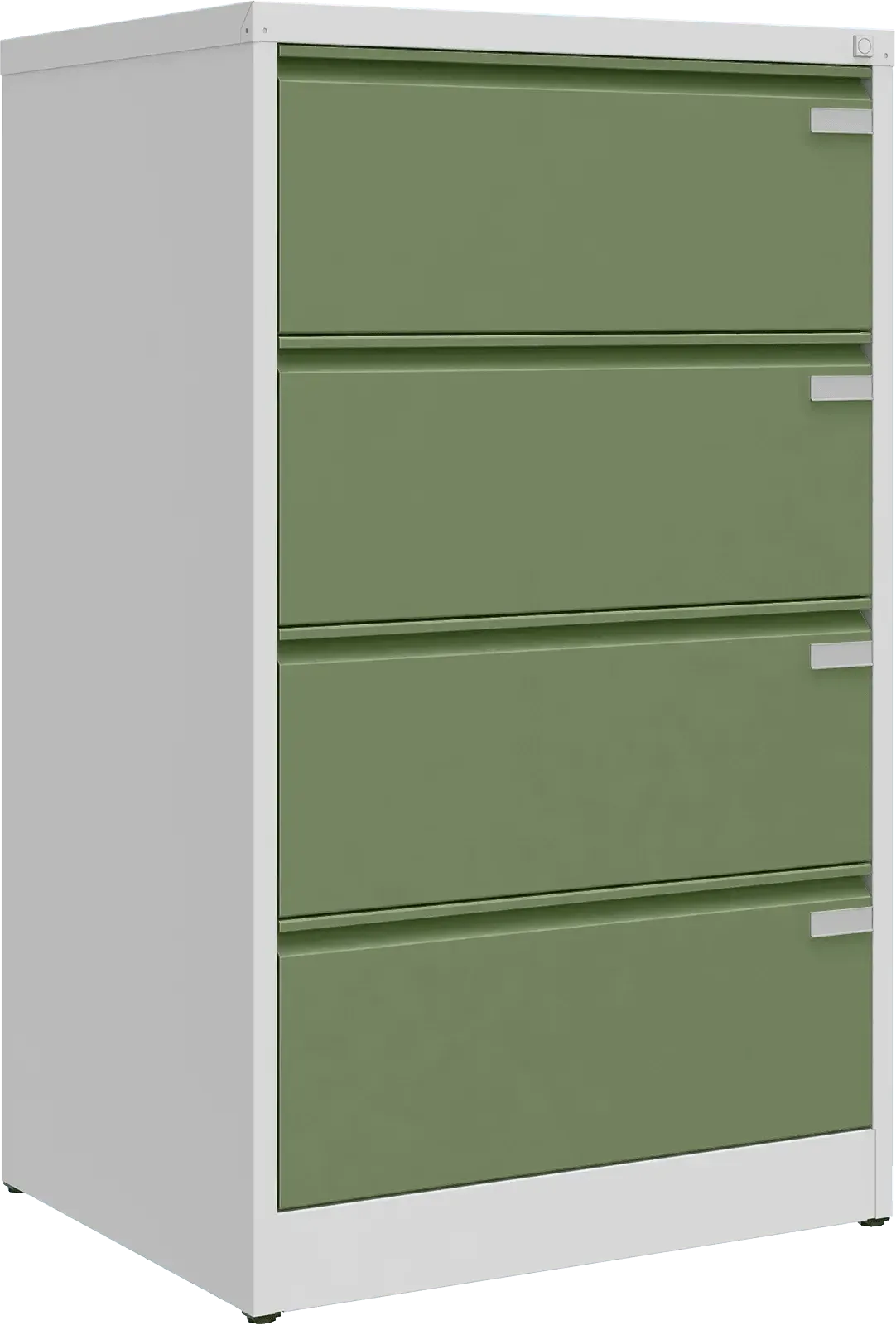 Metalinė kartotekos spinta Archive, 1292x775x633 mm, A4 formatui – šviesiai pilka / žalia