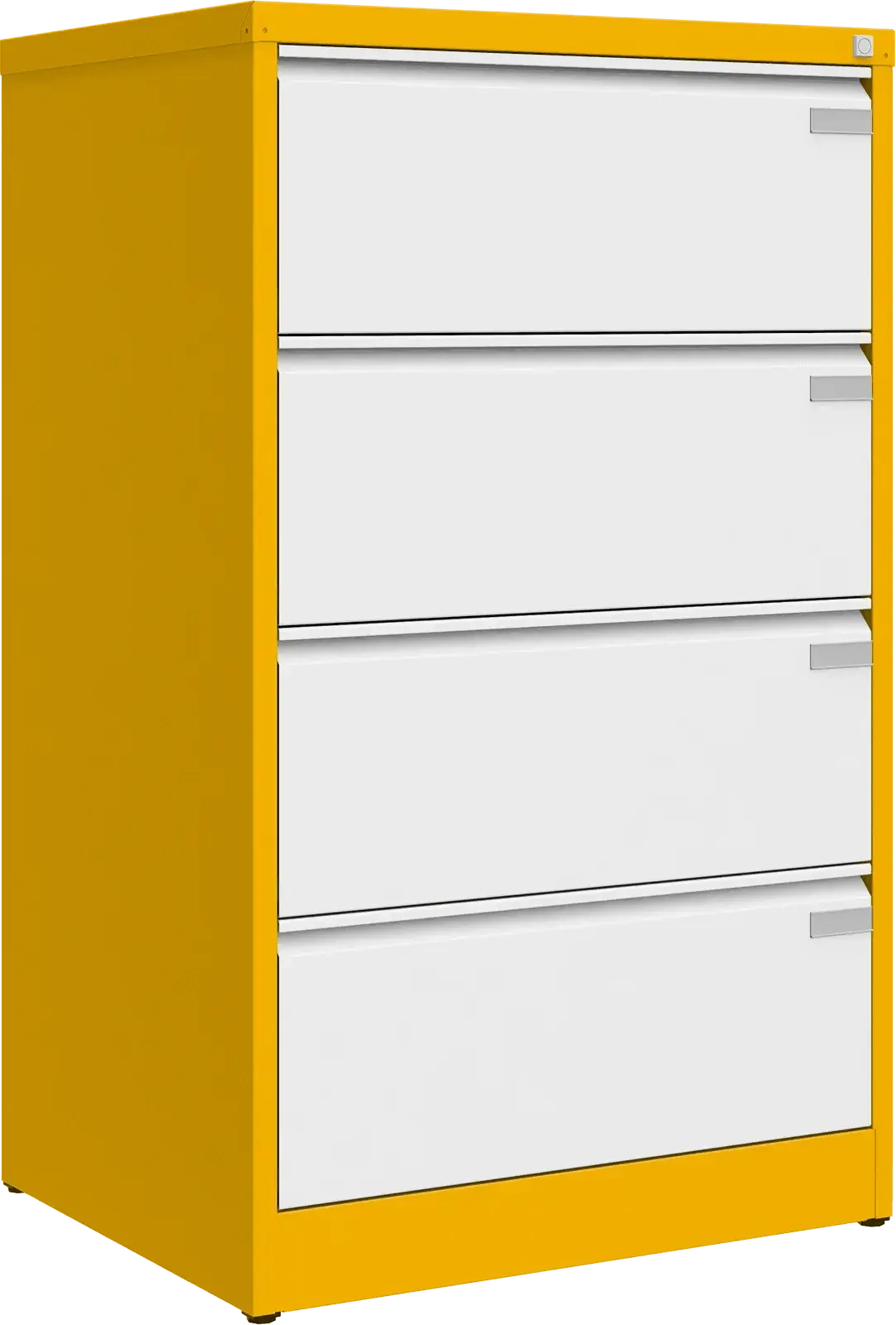 Metalinė kartotekos spinta Archive, 1292x775x633 mm, A4 formatui – geltona / balta