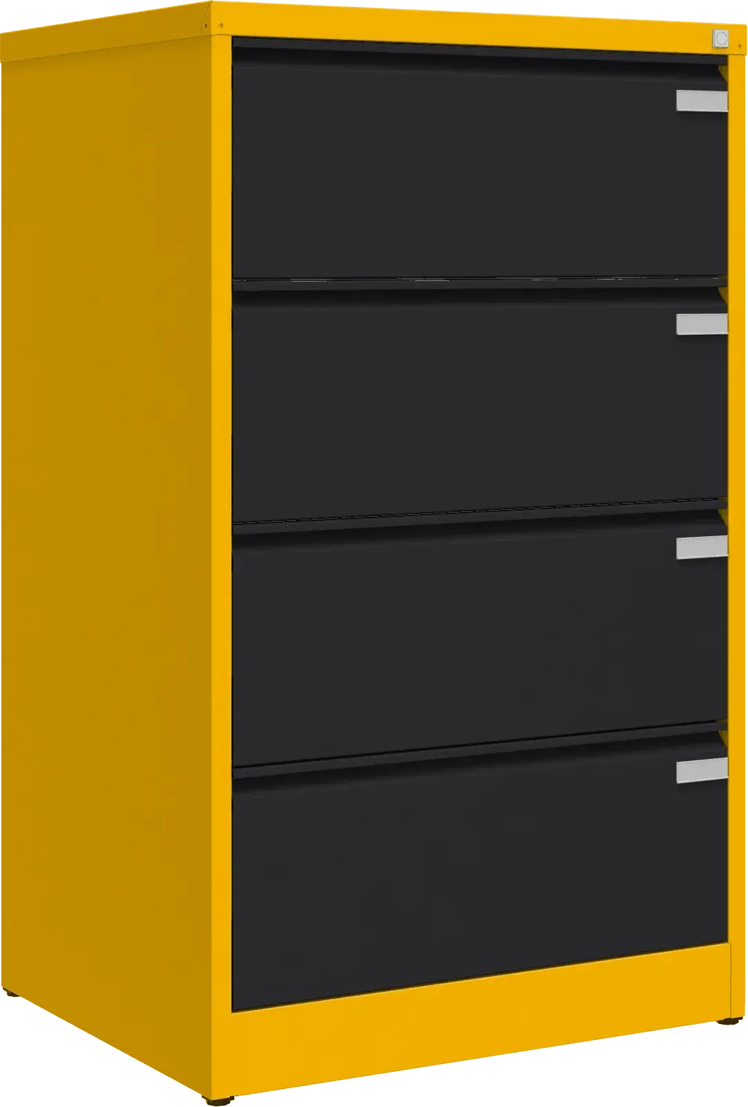 Metalinė kartotekos spinta Archive, 1292x775x633 mm, A4 formatui – geltona / juoda