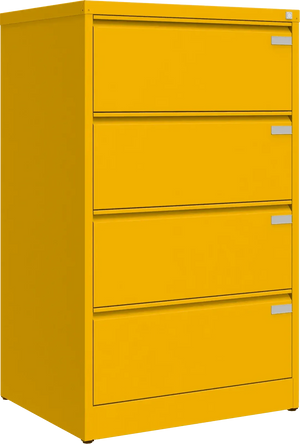 Metalinė kartotekos spinta Archive, 1292x775x633 mm, A4 formatui – geltona / geltona