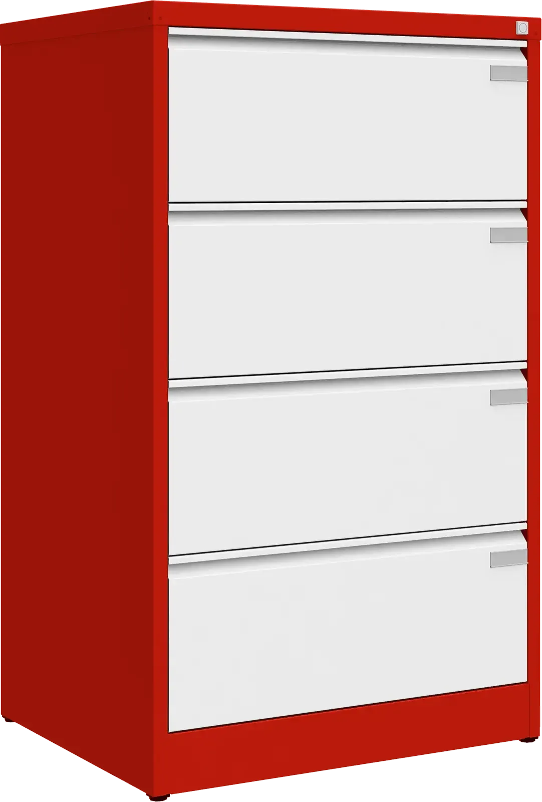 Metalinė kartotekos spinta Archive, 1292x775x633 mm, A4 formatui – raudona / balta