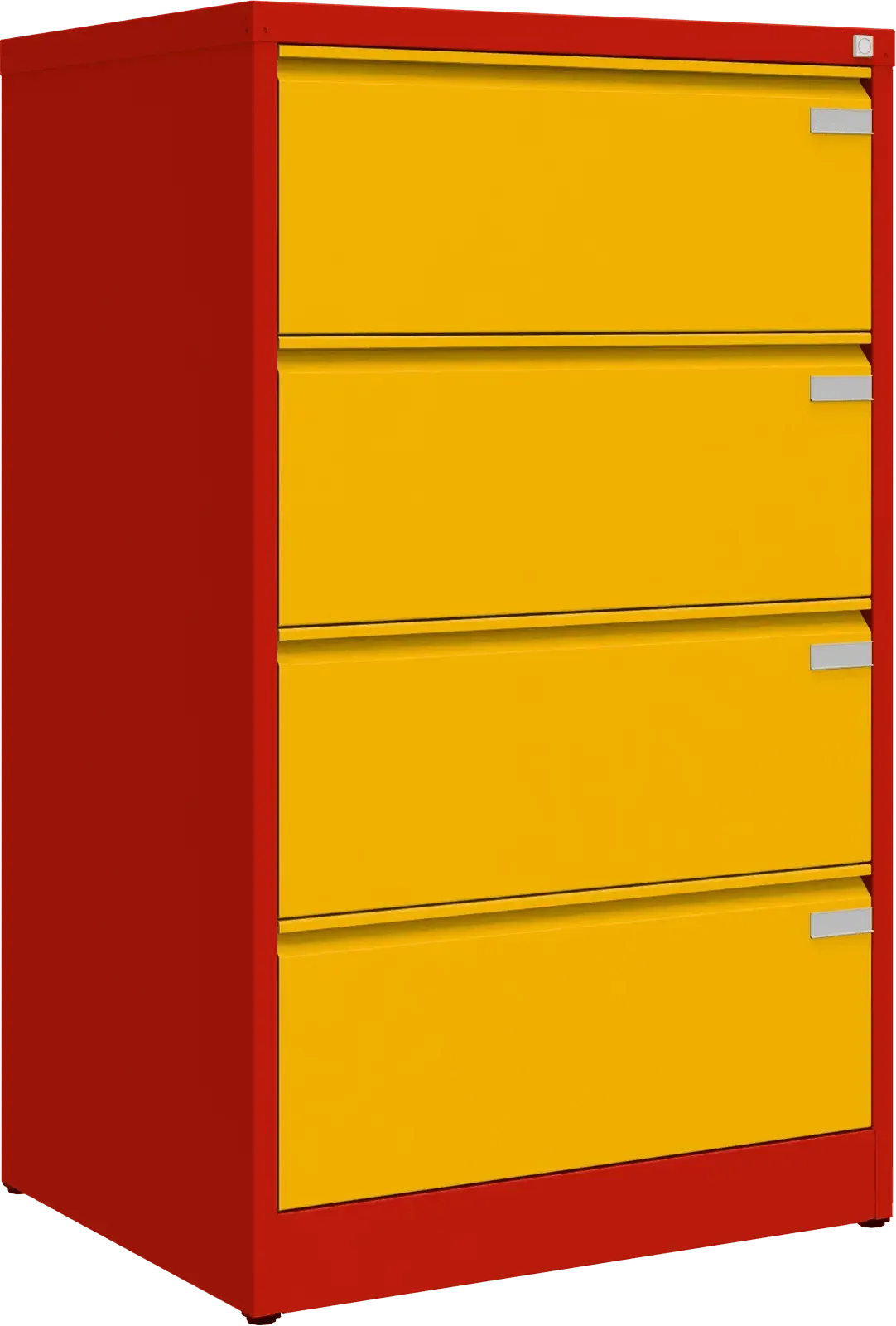 Metalinė kartotekos spinta Archive, 1292x775x633 mm, A4 formatui – raudona / geltona