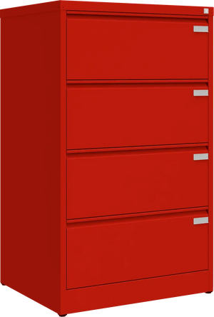 Metalinė kartotekos spinta Archive, 1292x775x633 mm, A4 formatui – raudona / raudona