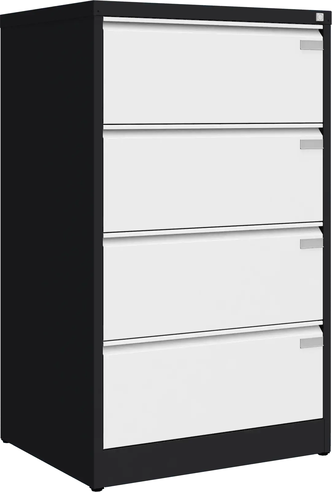 Metalinė kartotekos spinta Archive, 1292x775x633 mm, A4 formatui – juoda / balta