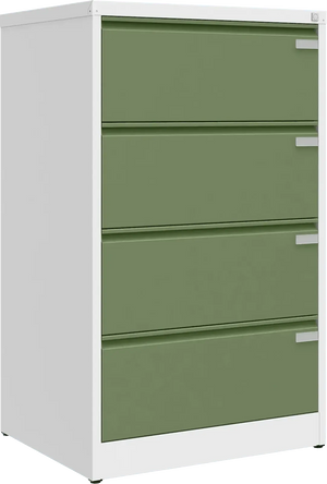 Metalinė kartotekos spinta Archive, 1292x775x633 mm, A4 formatui – balta / žalia