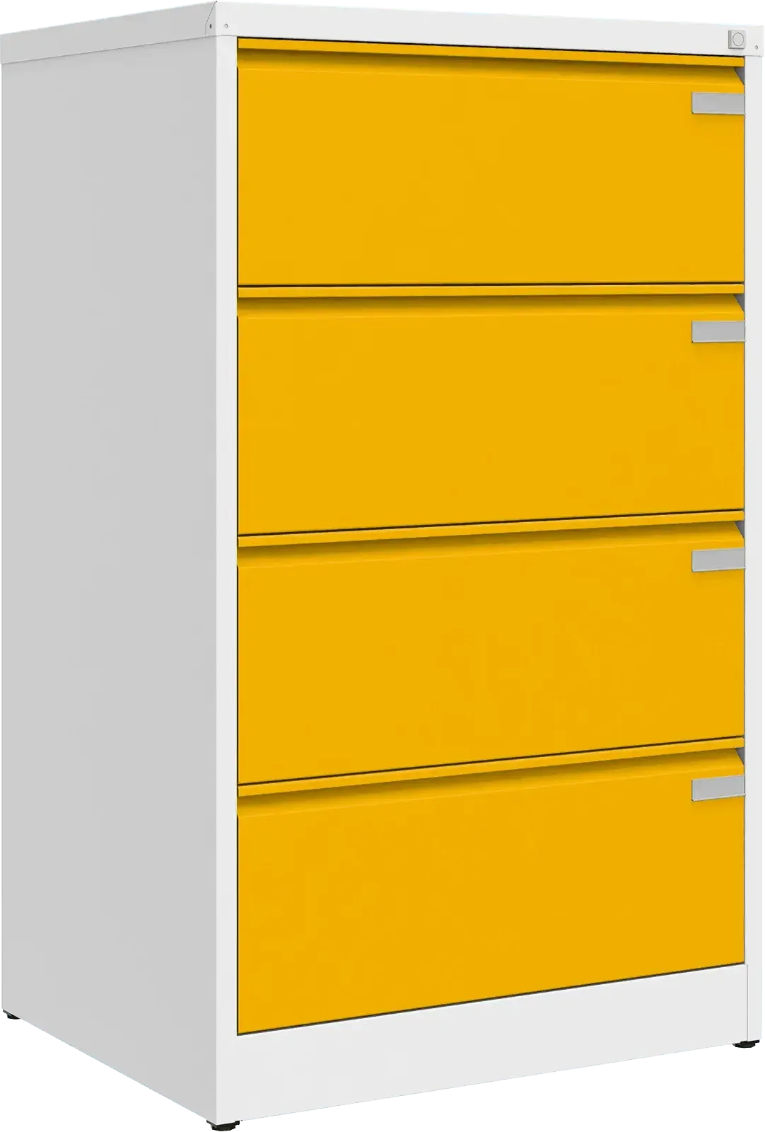 Metalinė kartotekos spinta Archive, 1292x775x633 mm, A4 formatui – balta / geltona