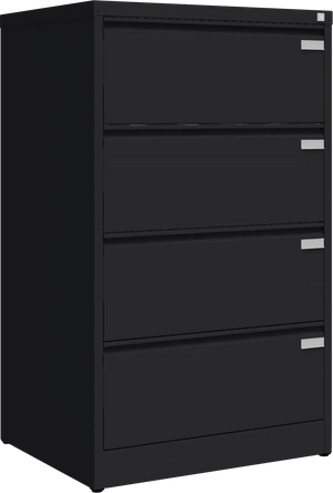 Metalinė kartotekos spinta Archive, 1292x775x633 mm, A4 formatui – juoda / juoda
