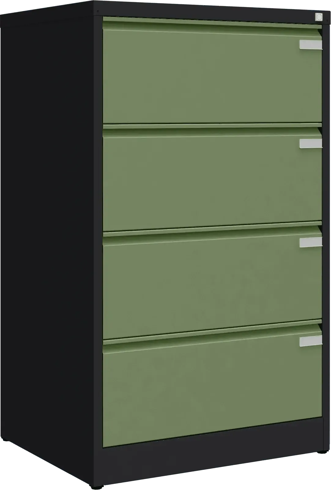 Metalinė kartotekos spinta Archive, 1292x775x633 mm, A4 formatui – juoda / žalia