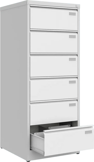 Metalinė kartotekos spinta Archive, 1518x608x633 mm, B5 formatui – šviesiai pilka / balta