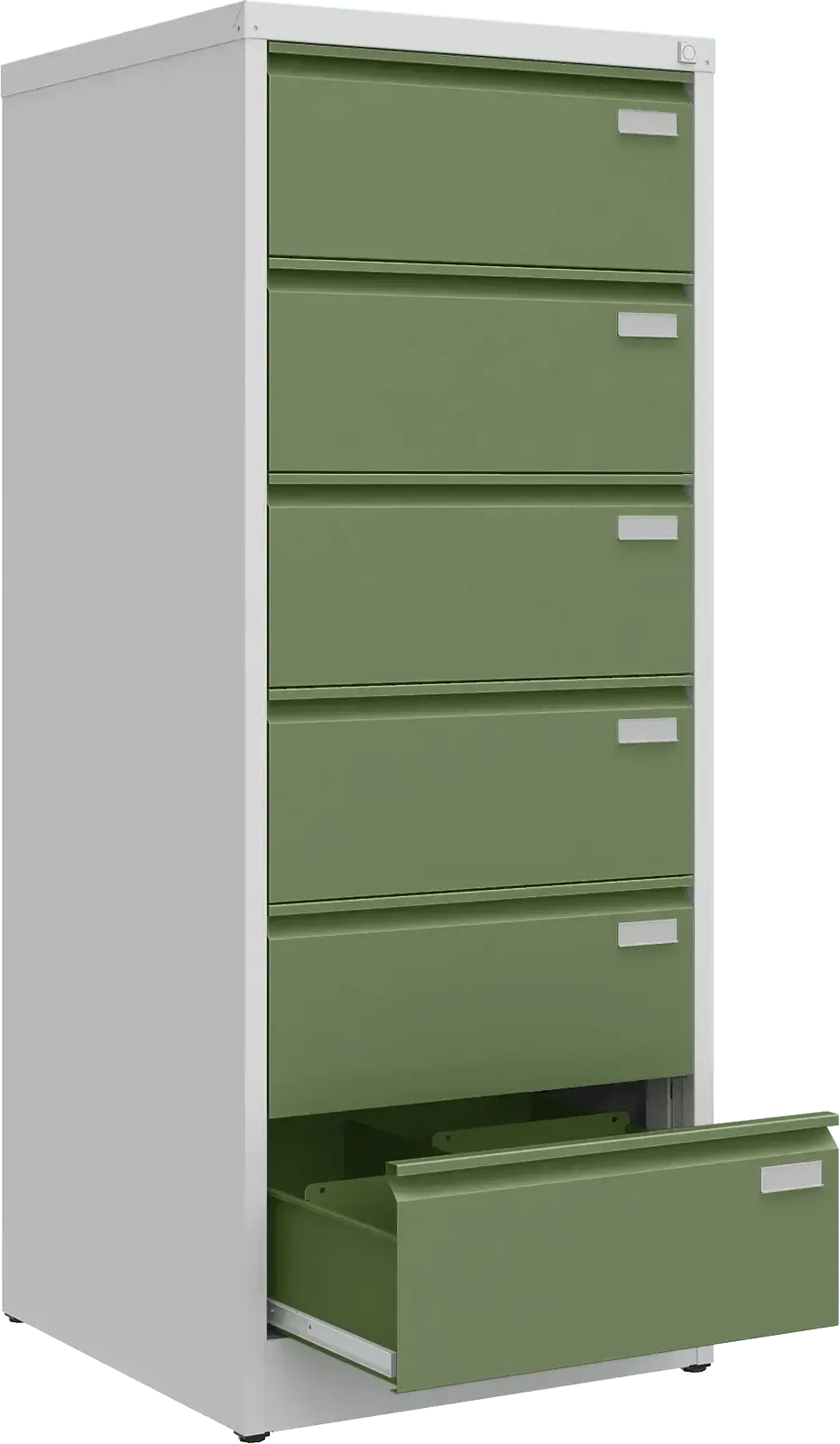 Metalinė kartotekos spinta Archive, 1518x608x633 mm, B5 formatui – šviesiai pilka / žalia