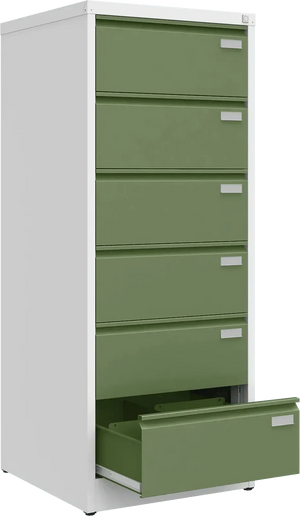Metalinė kartotekos spinta Archive, 1518x608x633 mm, B5 formatui – balta / žalia