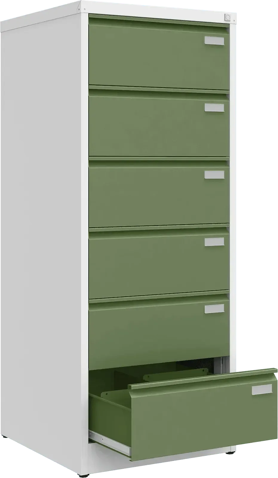 Metalinė kartotekos spinta Archive, 1518x608x633 mm, B5 formatui – balta / žalia