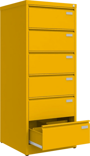 Metalinė kartotekos spinta Archive, 1518x608x633 mm, B5 formatui – geltona / geltona