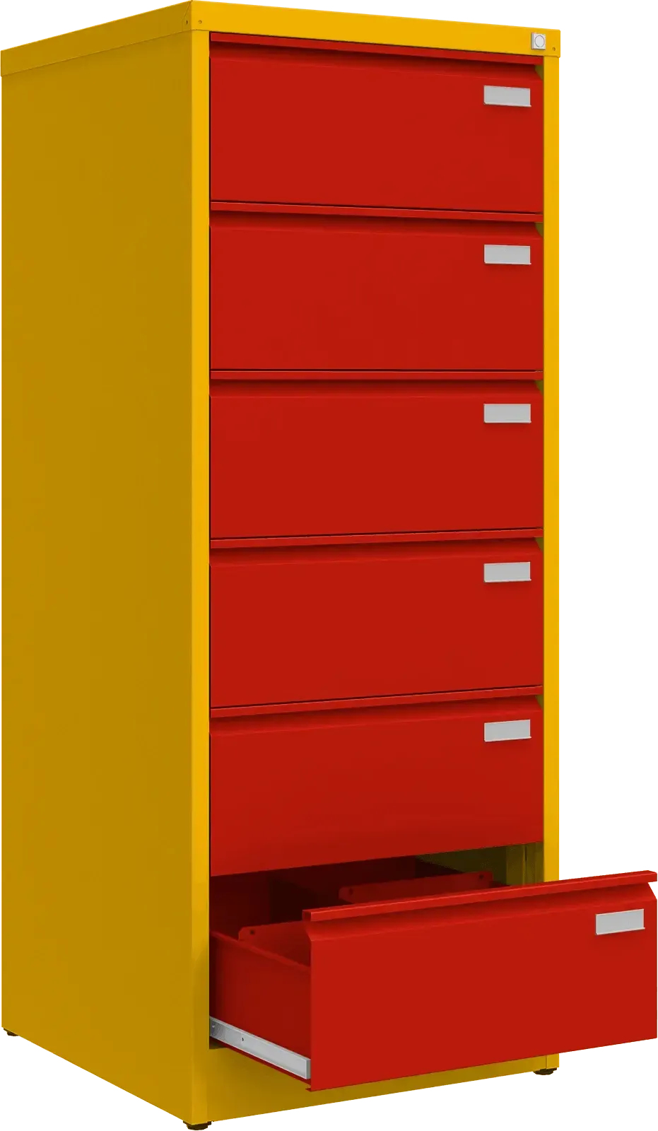 Metalinė kartotekos spinta Archive, 1518x608x633 mm, B5 formatui – geltona / raudona