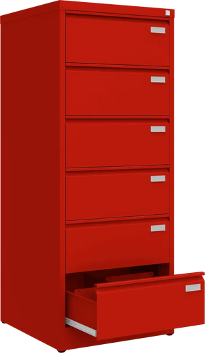 Metalinė kartotekos spinta Archive, 1518x608x633 mm, B5 formatui – raudona / raudona