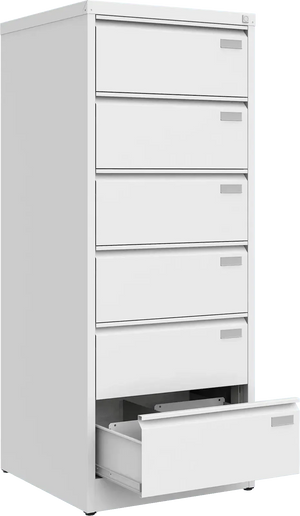 Metalinė kartotekos spinta Archive, 1518x608x633 mm, B5 formatui – balta / balta