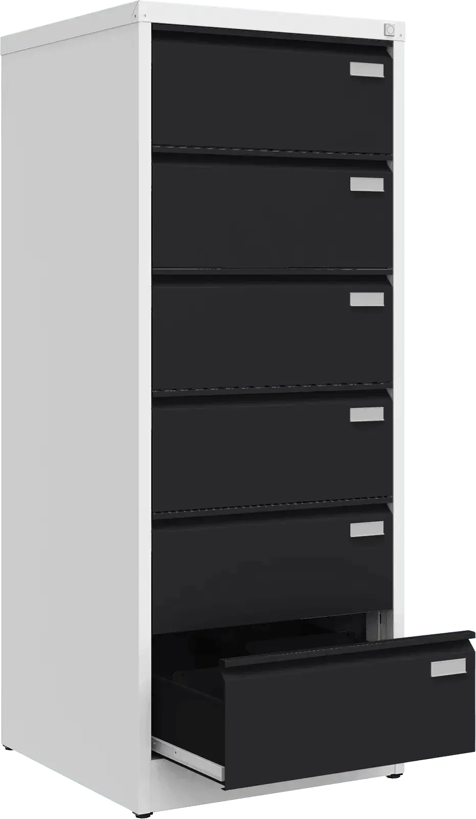 Metalinė kartotekos spinta Archive, 1518x608x633 mm, B5 formatui – balta / juoda