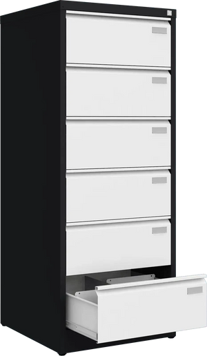 Metalinė kartotekos spinta Archive, 1518x608x633 mm, B5 formatui – juoda / balta