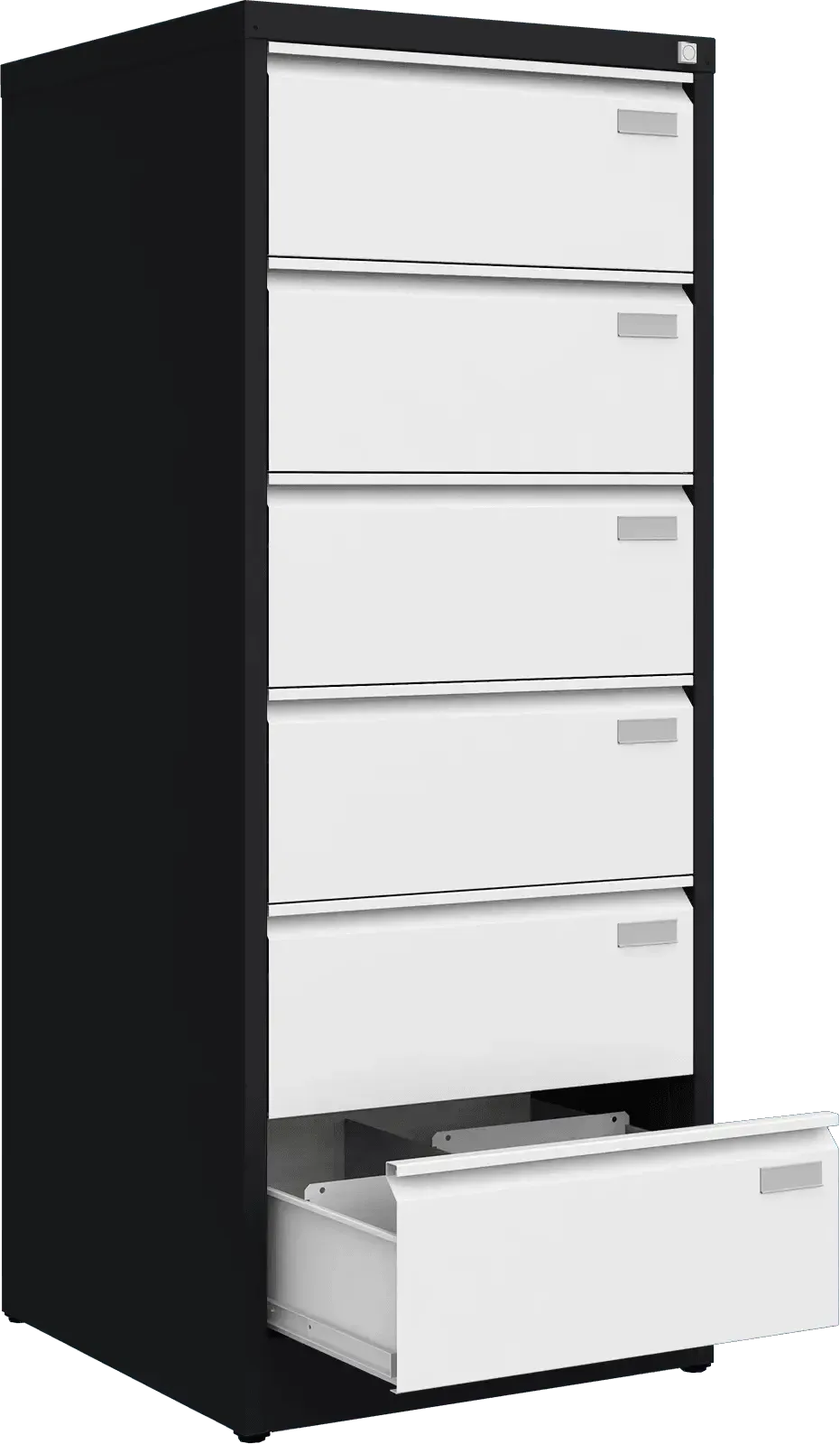 Metalinė kartotekos spinta Archive, 1518x608x633 mm, B5 formatui – juoda / balta