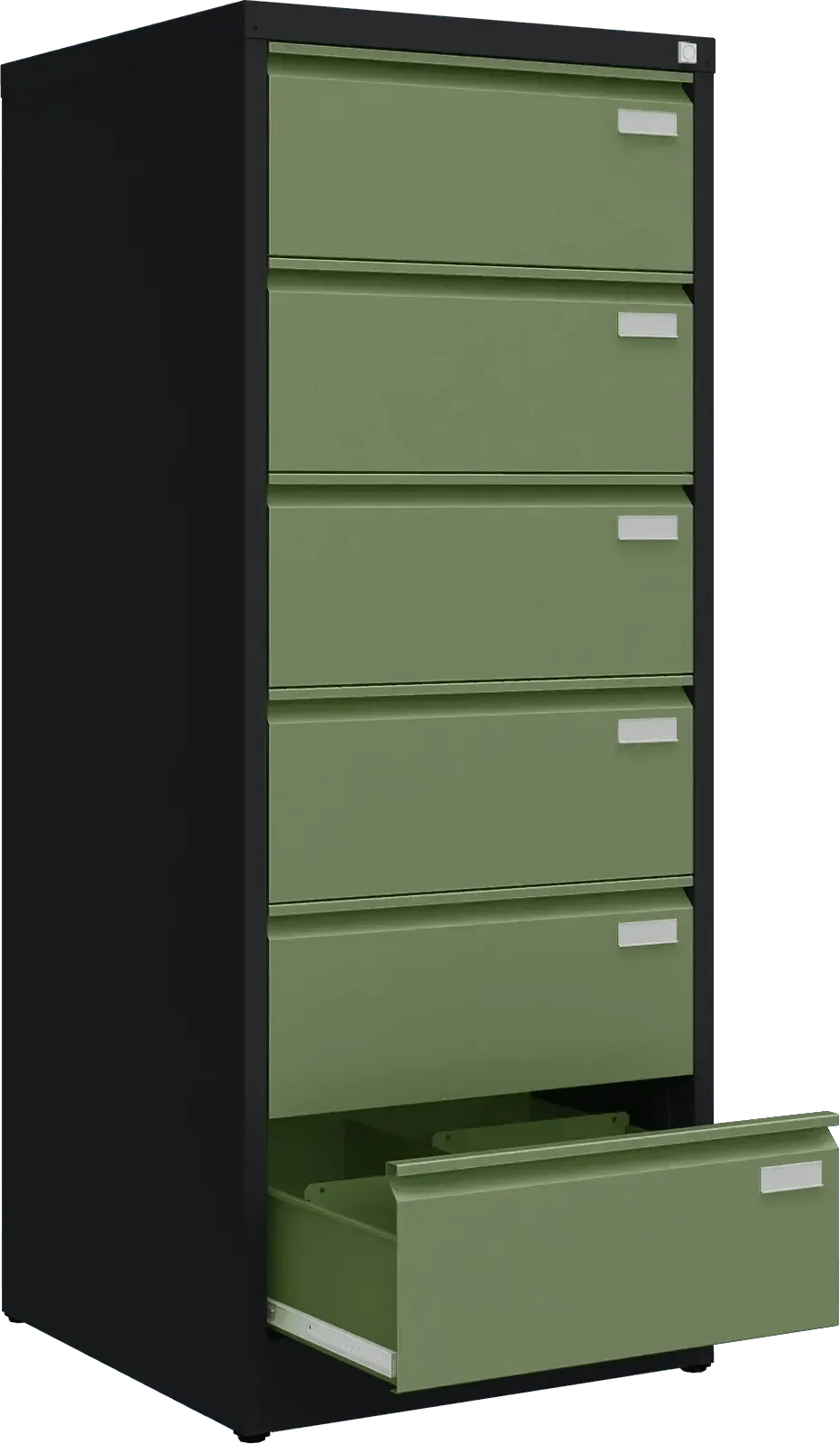 Metalinė kartotekos spinta Archive, 1518x608x633 mm, B5 formatui – juoda / žalia