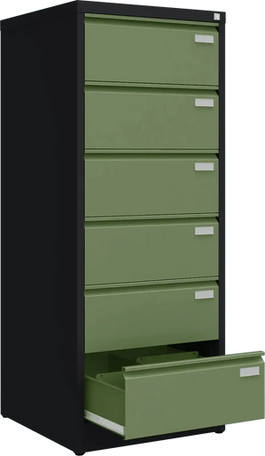 Metalinė kartotekos spinta Archive, 1518x608x633 mm, B5 formatui – juoda / žalia