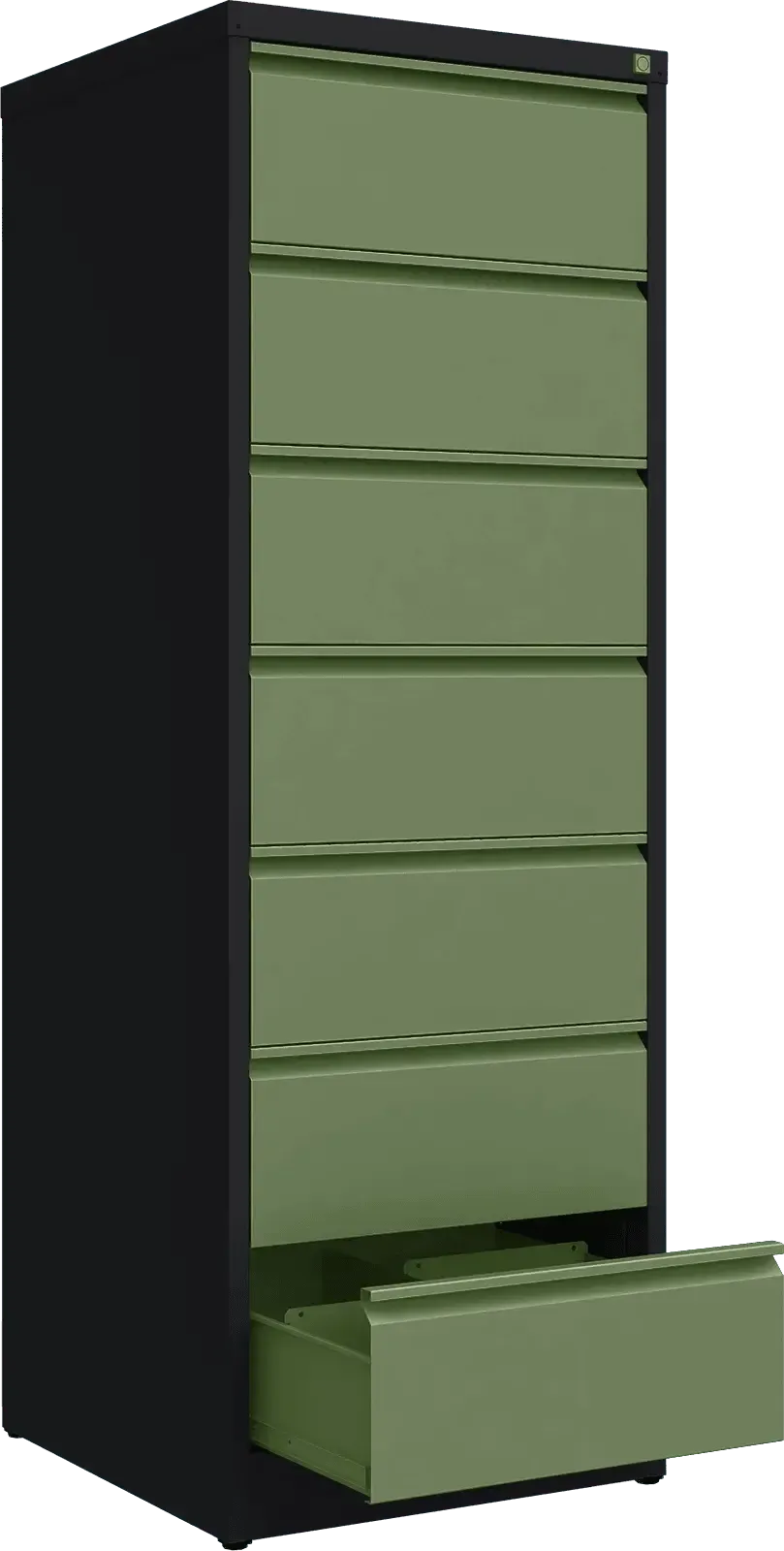 Metalinė dokumentų spinta Archive, 1748x608x633 mm, B5 formatui – juoda / žalia