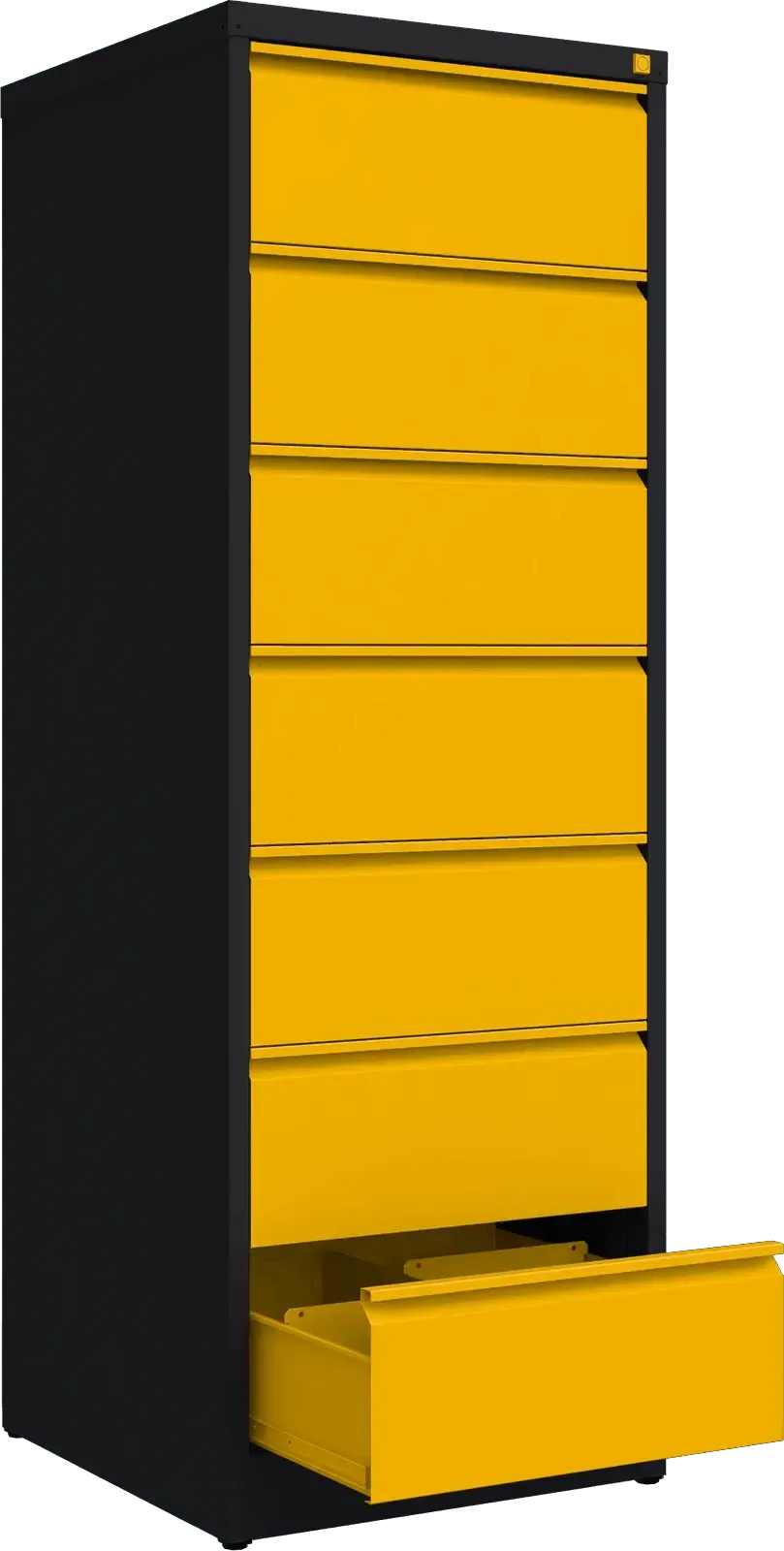 Metalinė dokumentų spinta Archive, 1748x608x633 mm, B5 formatui – juoda / geltona