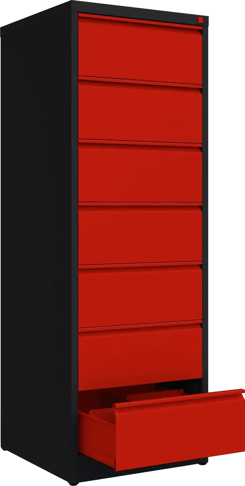 Metalinė dokumentų spinta Archive, 1748x608x633 mm, B5 formatui – juoda / raudona