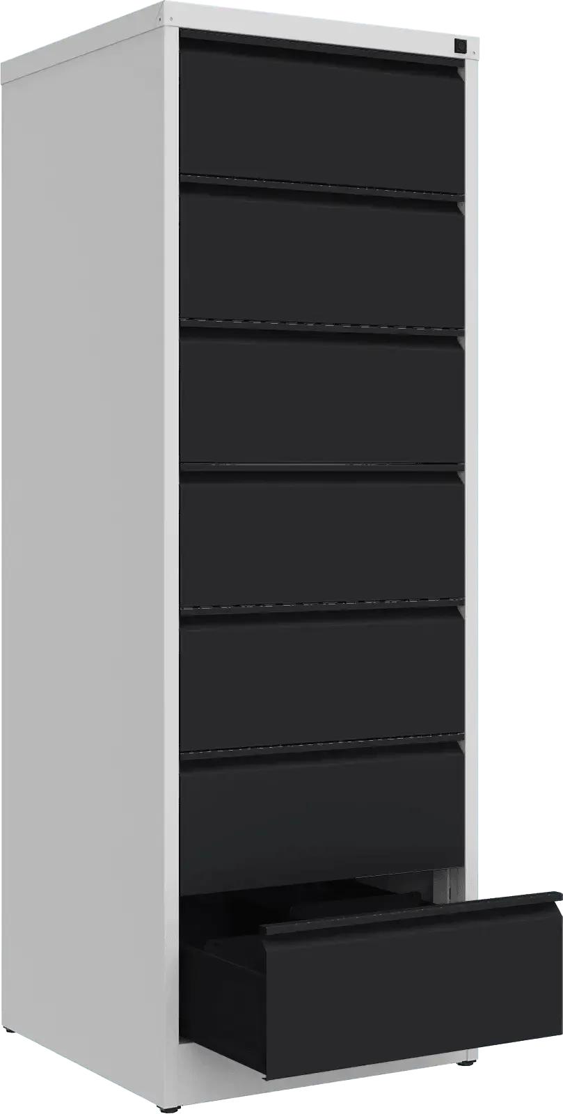 Metalinė dokumentų spinta Archive, 1748x608x633 mm, B5 formatui – šviesiai pilka / juoda