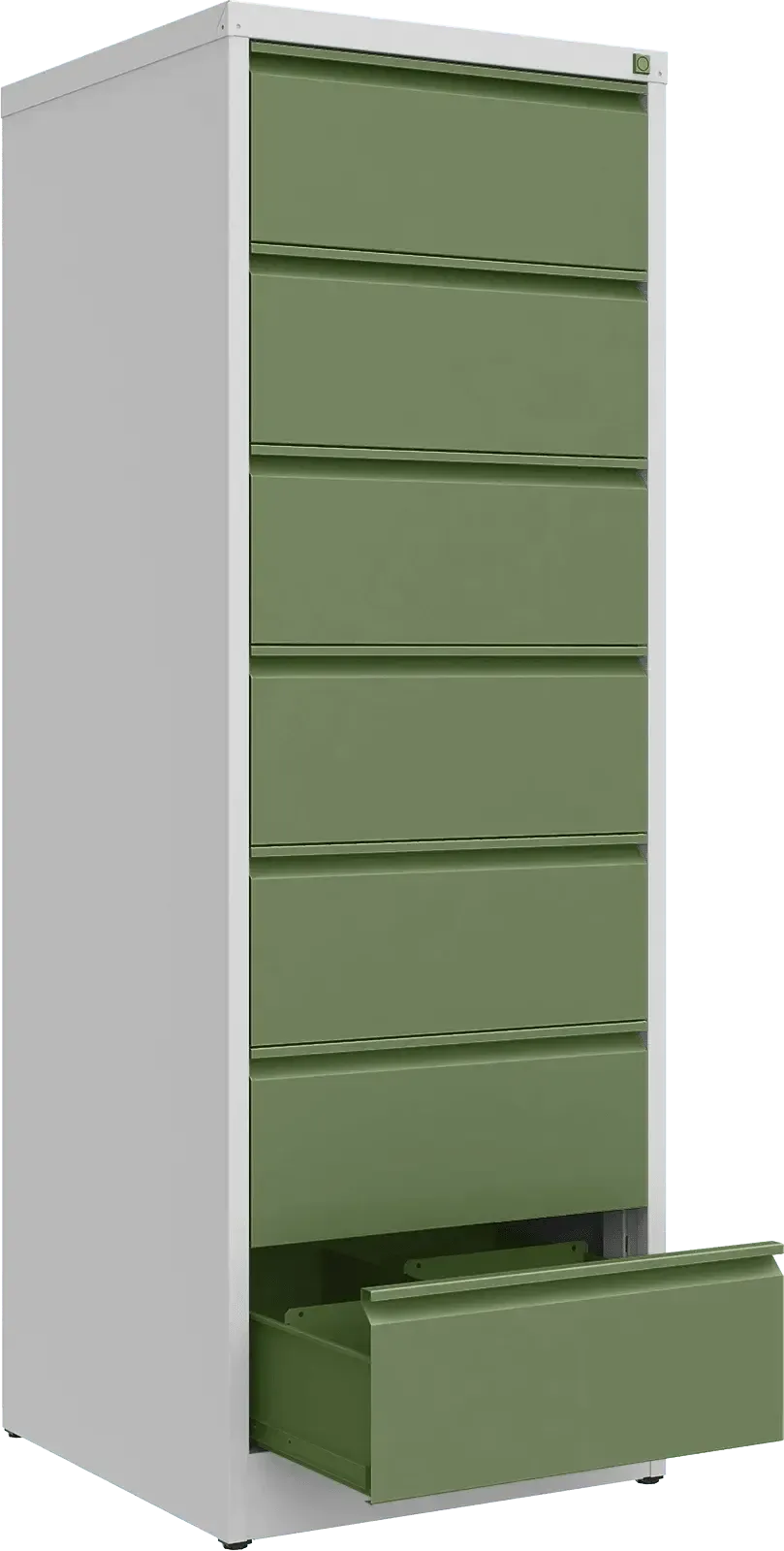 Metalinė dokumentų spinta Archive, 1748x608x633 mm, B5 formatui – šviesiai pilka / žalia