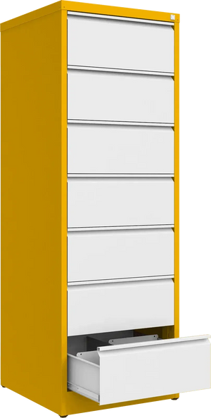 Metalinė dokumentų spinta Archive, 1748x608x633 mm, B5 formatui – geltona / balta
