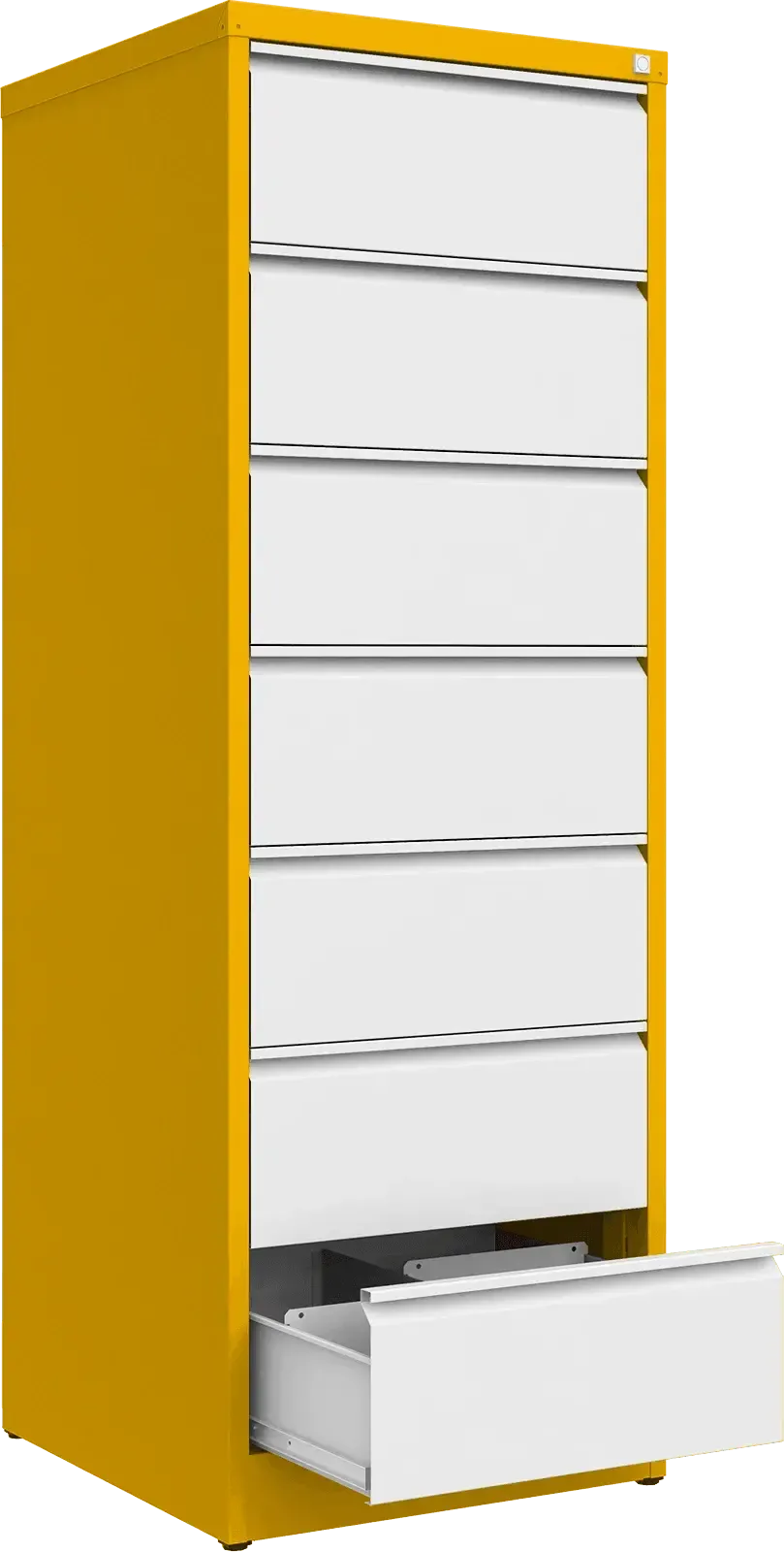 Metalinė dokumentų spinta Archive, 1748x608x633 mm, B5 formatui – geltona / balta