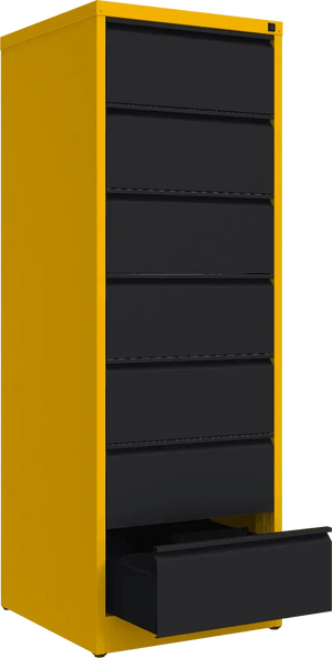 Metalinė dokumentų spinta Archive, 1748x608x633 mm, B5 formatui – geltona / juoda
