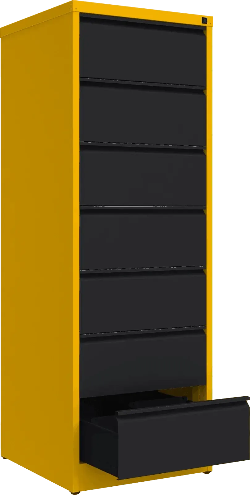 Metalinė dokumentų spinta Archive, 1748x608x633 mm, B5 formatui – geltona / juoda
