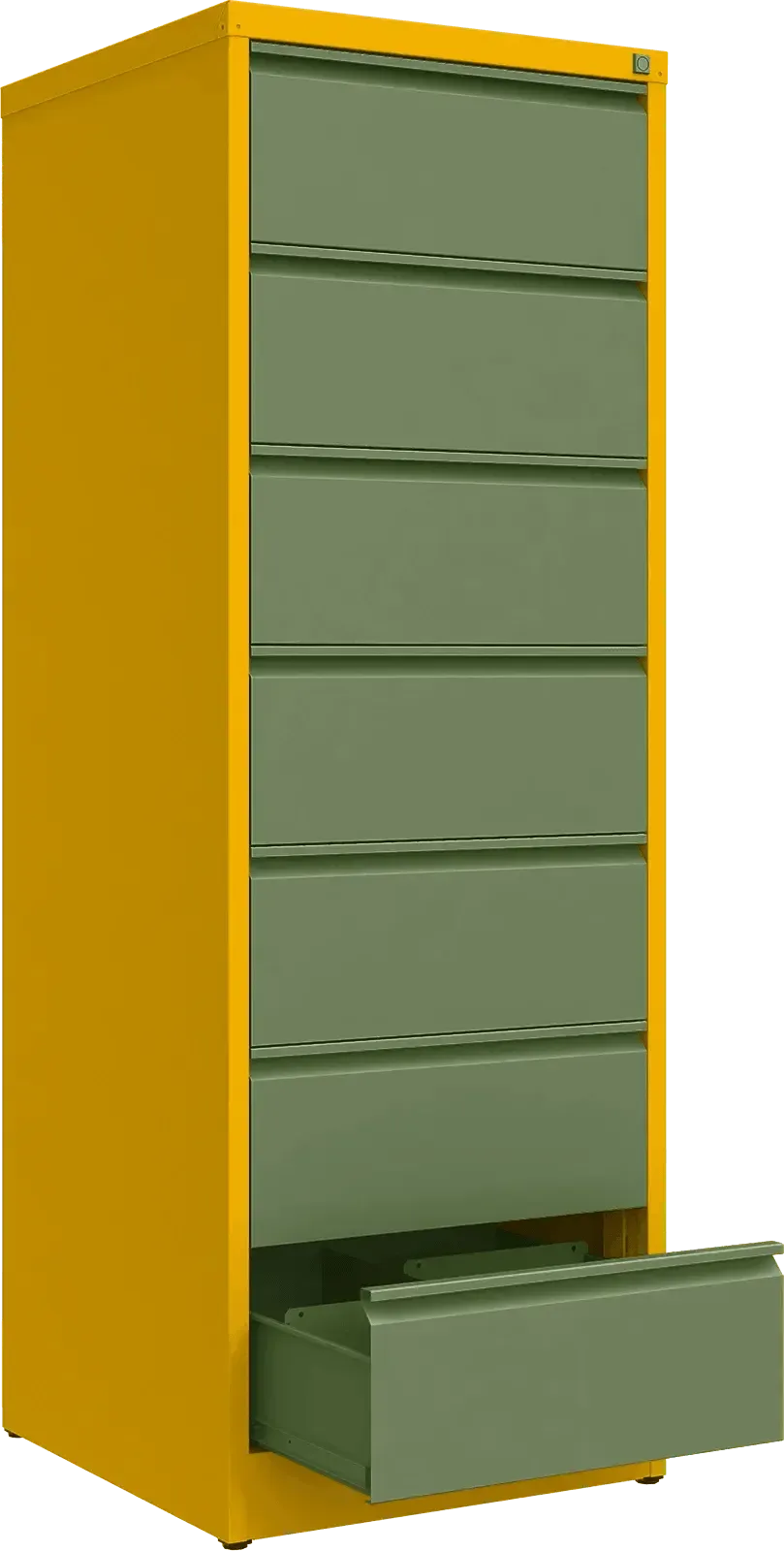Metalinė dokumentų spinta Archive, 1748x608x633 mm, B5 formatui – geltona / žalia
