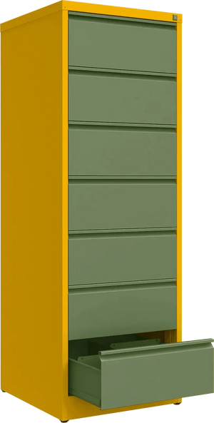 Metalinė dokumentų spinta Archive, 1748x608x633 mm, B5 formatui – geltona / žalia