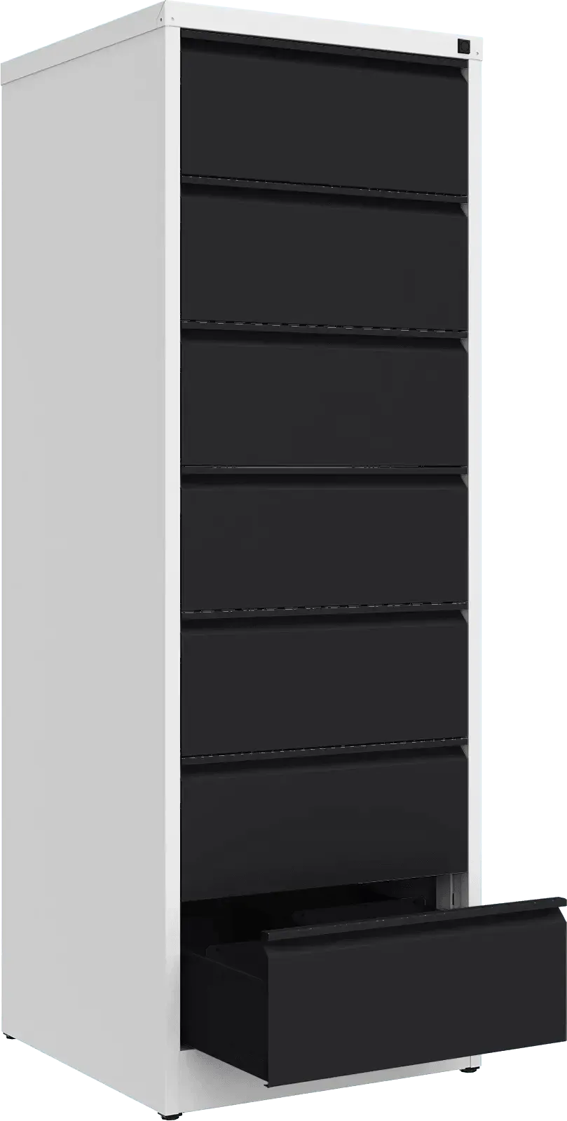 Metalinė dokumentų spinta Archive, 1748x608x633 mm, B5 formatui – balta / juoda