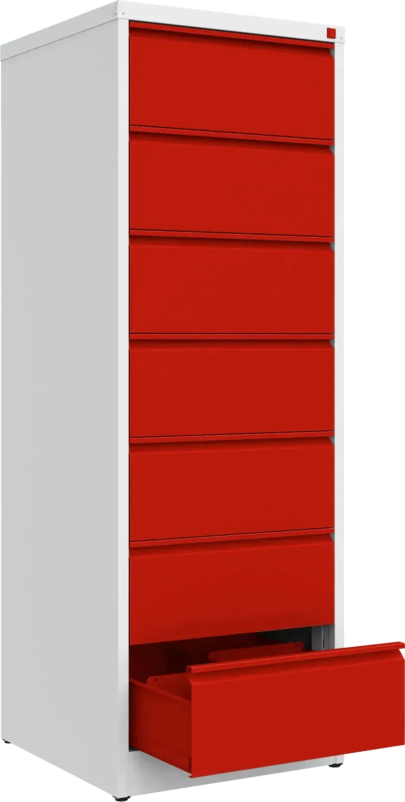Metalinė dokumentų spinta Archive, 1748x608x633 mm, B5 formatui – balta / raudona