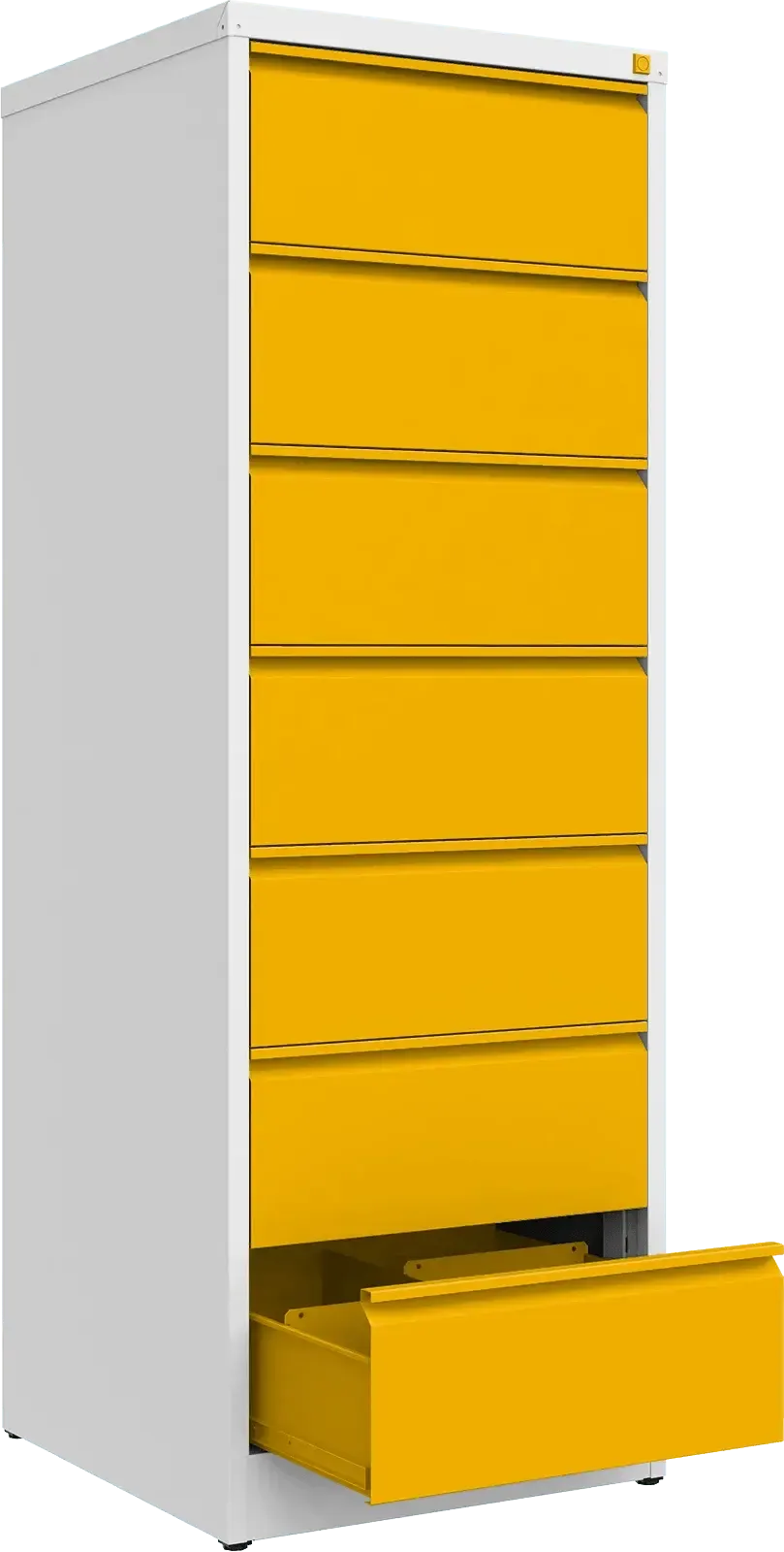 Metalinė dokumentų spinta Archive, 1748x608x633 mm, B5 formatui – balta / geltona