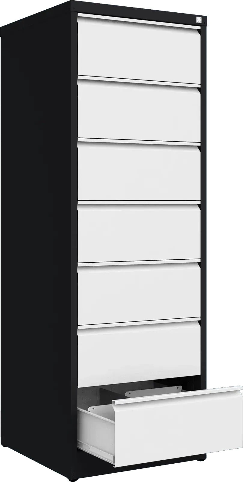 Metalinė dokumentų spinta Archive, 1748x608x633 mm, B5 formatui – juoda / balta