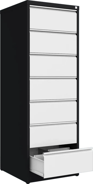 Metalinė dokumentų spinta Archive, 1748x608x633 mm, B5 formatui – juoda / balta