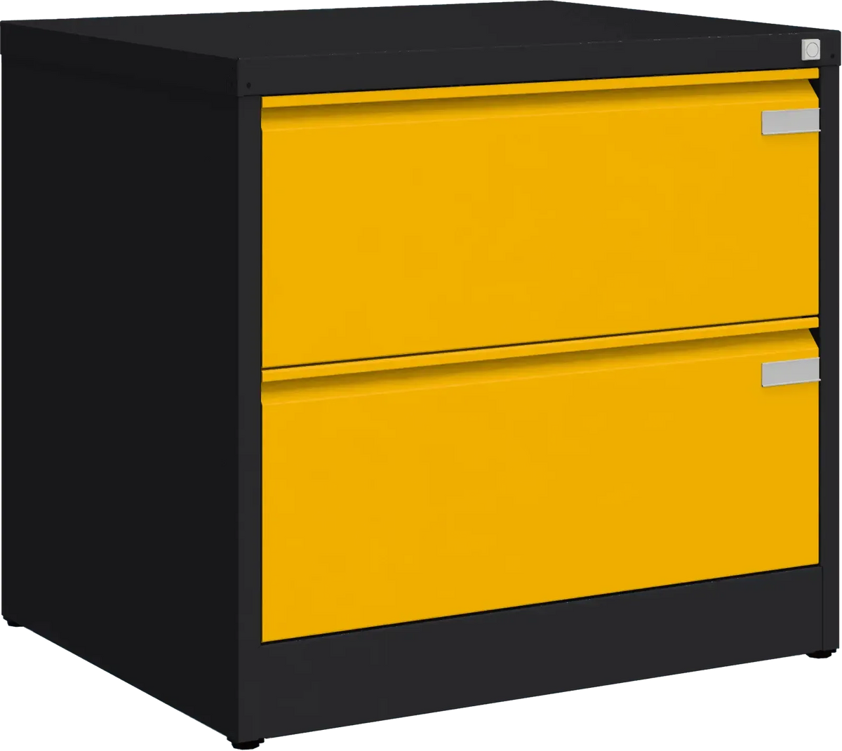 Metalinė dokumentų spinta Archive, 721x775x633 mm, A4 formatui – juoda / geltona