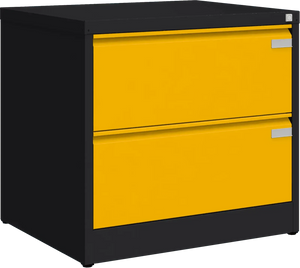 Metalinė dokumentų spinta Archive, 721x775x633 mm, A4 formatui – juoda / geltona