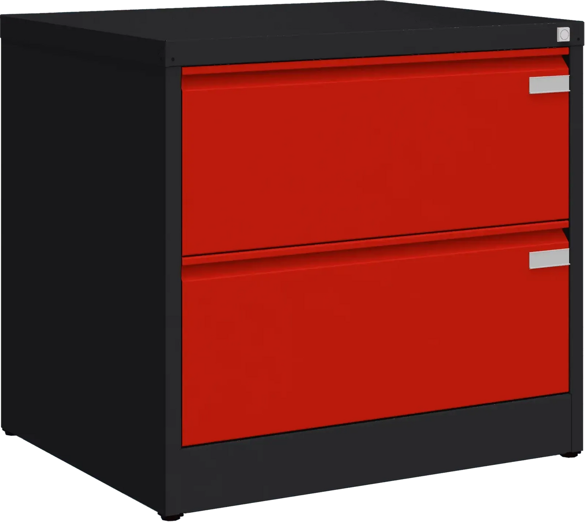 Metalinė dokumentų spinta Archive, 721x775x633 mm, A4 formatui – juoda / raudona