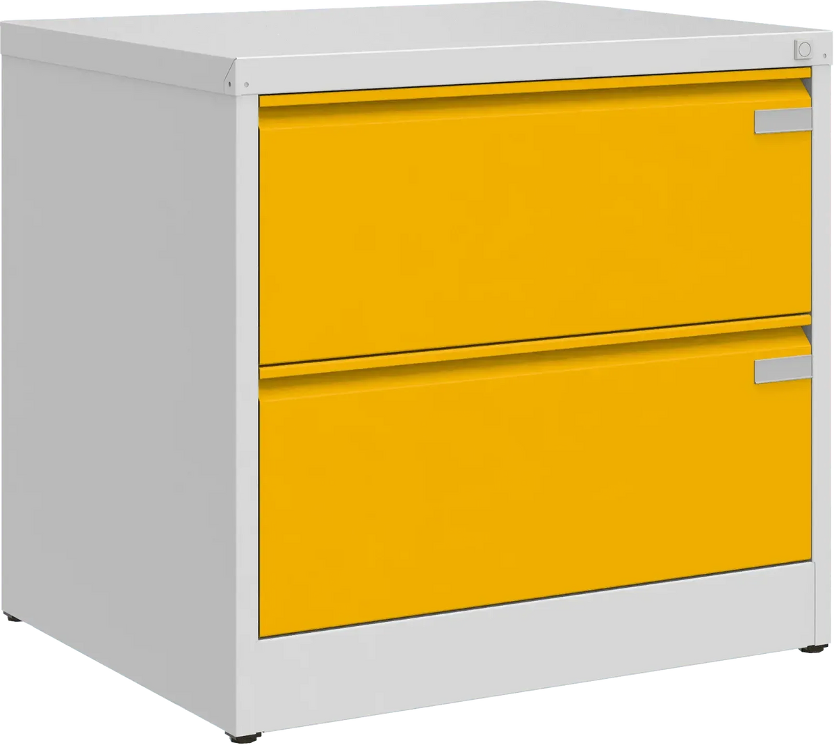 Metalinė dokumentų spinta Archive, 721x775x633 mm, A4 formatui – šviesiai pilka / geltona