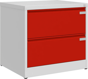 Metalinė dokumentų spinta Archive, 721x775x633 mm, A4 formatui – šviesiai pilka / raudona