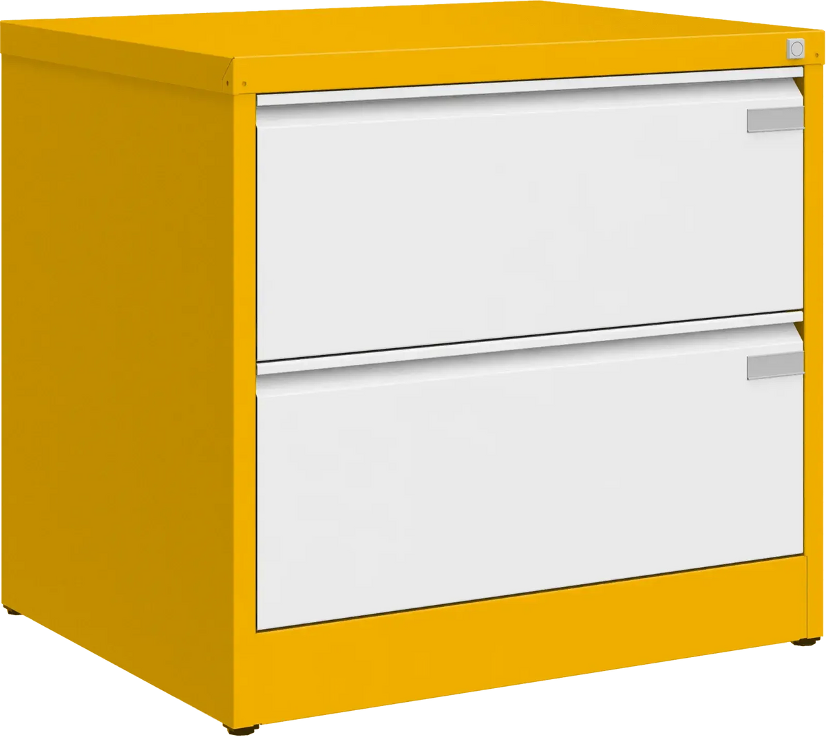 Metalinė dokumentų spinta Archive, 721x775x633 mm, A4 formatui – geltona / balta