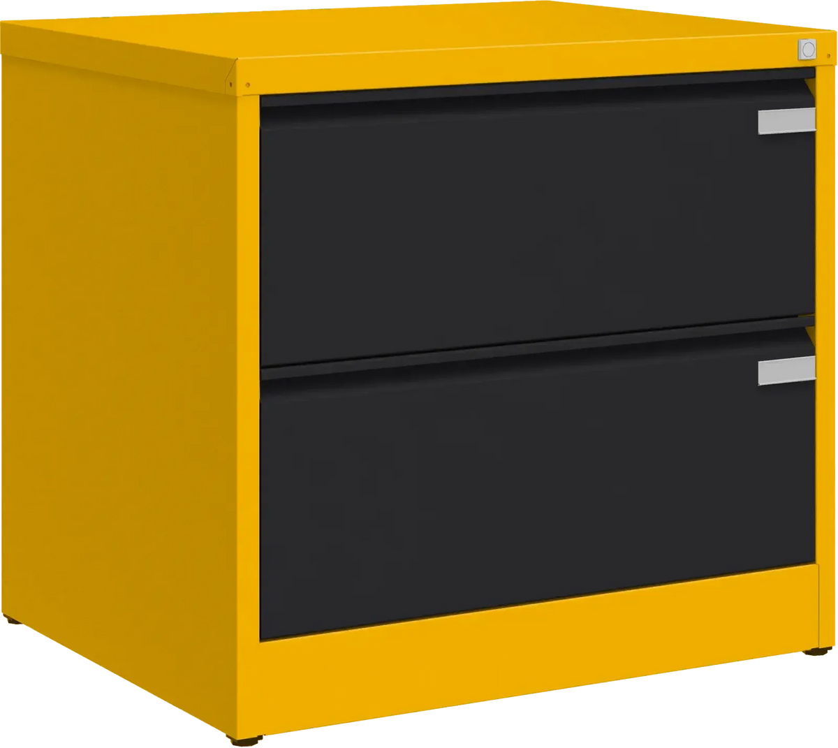 Metalinė dokumentų spinta Archive, 721x775x633 mm, A4 formatui – geltona / juoda
