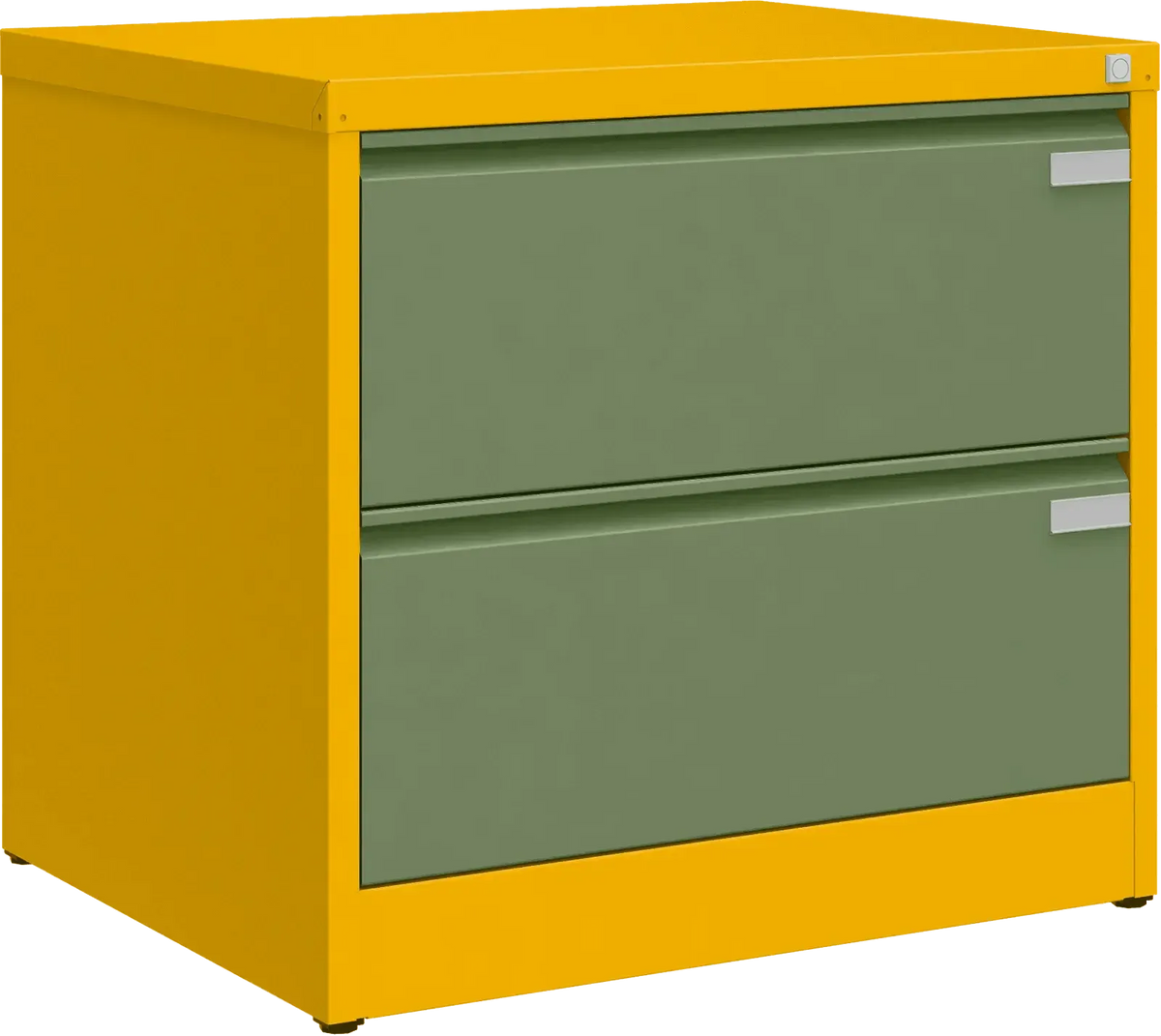 Metalinė dokumentų spinta Archive, 721x775x633 mm, A4 formatui – geltona / žalia